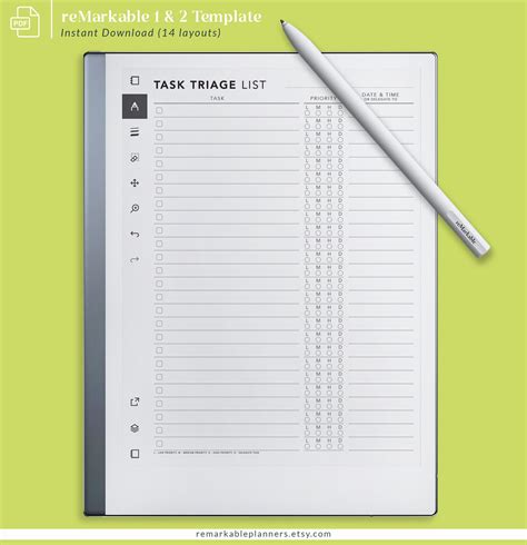 This <strong>Task list template</strong> has been formatted for your <strong>reMarkable</strong> 2 tablets. . Remarkable task list template